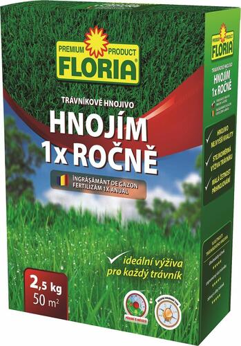 Trávníkové hnojivo FLORIA HNOJÍM 1x ROČNĚ 2,5 kg - Trávníkové hnojivo FLORIA HNOJÍM 1x ROČNĚ 2,5 kg