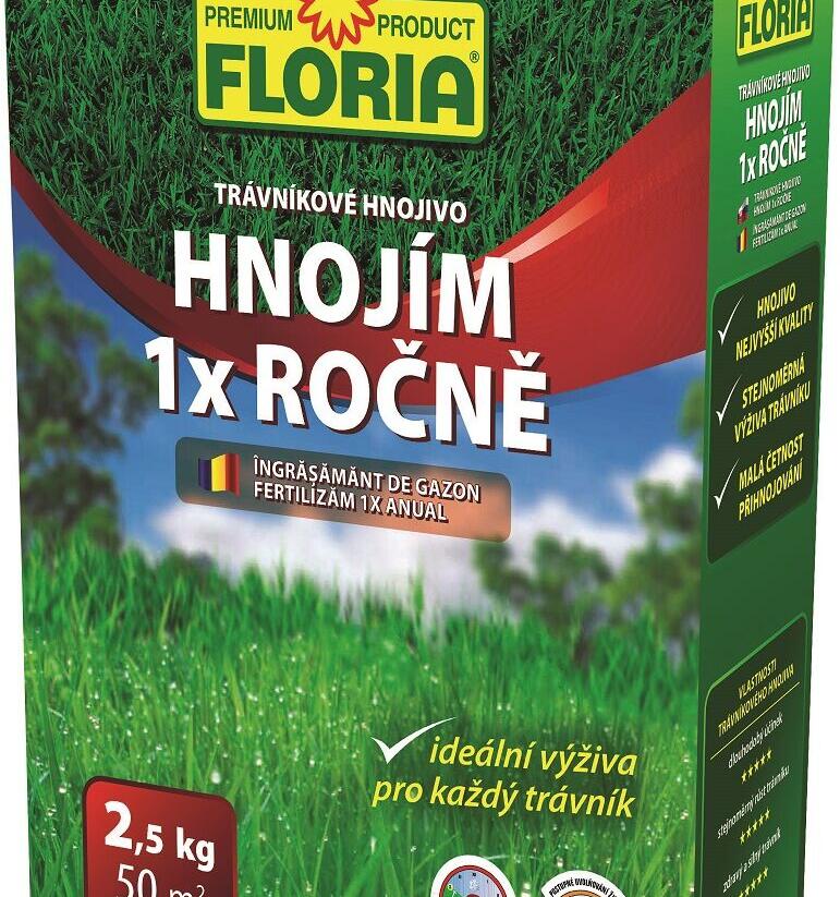 Trávníkové hnojivo FLORIA HNOJÍM 1x ROČNĚ 2,5 kg - Trávníkové hnojivo FLORIA HNOJÍM 1x ROČNĚ 2,5 kg