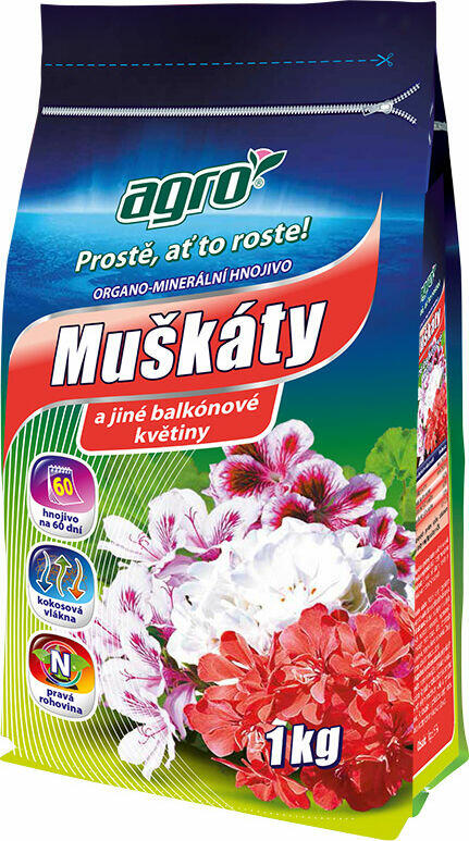 Organo-minerální hnojivo muškáty AGRO 1 kg - Organo-minerální hnojivo muškáty AGRO 1 kg