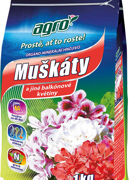 Organo-minerální hnojivo muškáty AGRO 1 kg - Organo-minerální hnojivo muškáty AGRO 1 kg