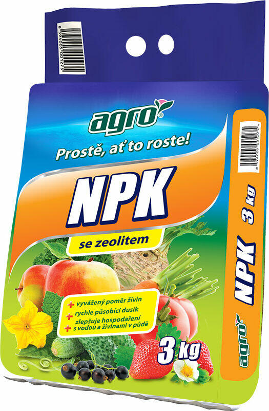 Minerální hnojivo k základnímu hnojení ovoce a zeleniny NPK - NPK se zeolitem AGRO