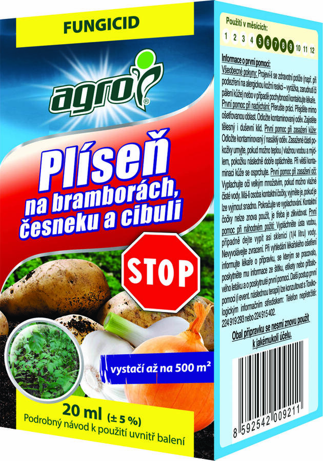 Fungicid se systémovým účinkem proti plísni na bramborách, česneku a cibuli - Plíseň na bramborách, česneku a cibuli STOP 20 ml