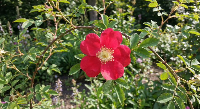 Růže Moyesova 'Geranium' - Rosa moyesii 'Geranium'