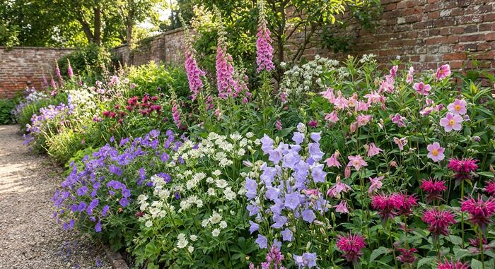 Trvalkový záhon do polostínu Anglický venkov - Anglický venkov