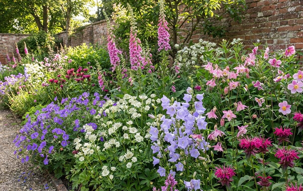 Trvalkový záhon do polostínu Anglický venkov - Anglický venkov