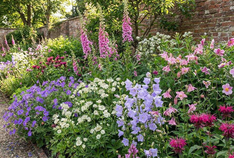 Trvalkový záhon do polostínu Anglický venkov - Anglický venkov