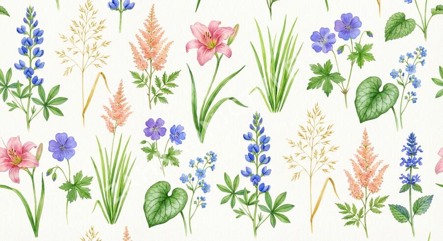 Trvalkový záhon do polostínu Barevná nezávislost - Barevná nezávislost