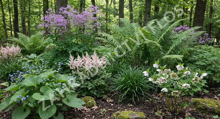 Trvalkový záhon do stínu Jemnost ve stínu - Jemnost ve stínu