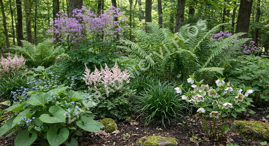 Trvalkový záhon do stínu Jemnost ve stínu - Jemnost ve stínu