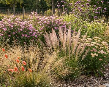 Trvalkový záhon na slunce Moderní luční zahrada