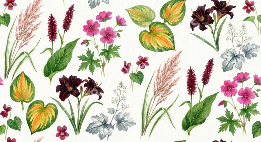 Trvalkový záhon do polostínu Rubínový závoj - Rubínový závoj