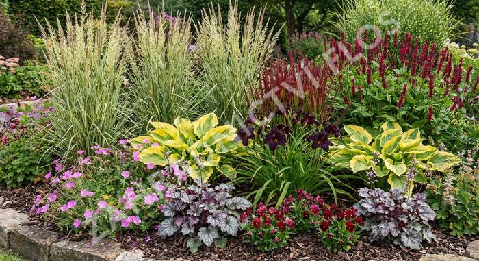 Trvalkový záhon do polostínu Rubínový závoj - Rubínový závoj