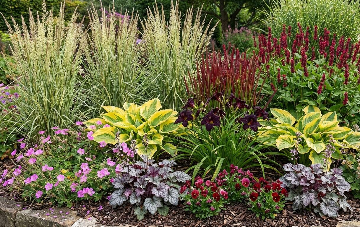 Trvalkový záhon do polostínu Rubínový závoj - Rubínový závoj