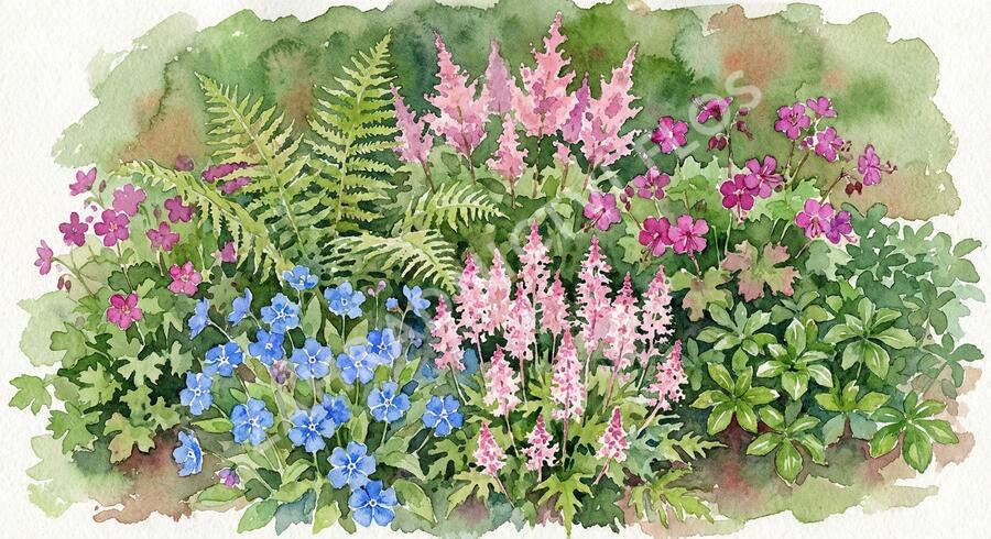 Trvalkový záhon do stínu Svah ve stínu - Svah ve stínu