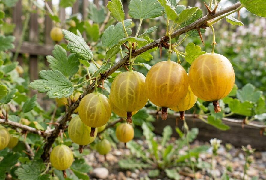Angrešt žlutý 'Hinnonmaki Yellow' - Grossularia uva-crispa 'Hinnonmaki Yellow'