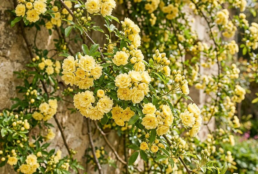 Růže banksova 'Lutea' - Rosa banksiae 'Lutea'