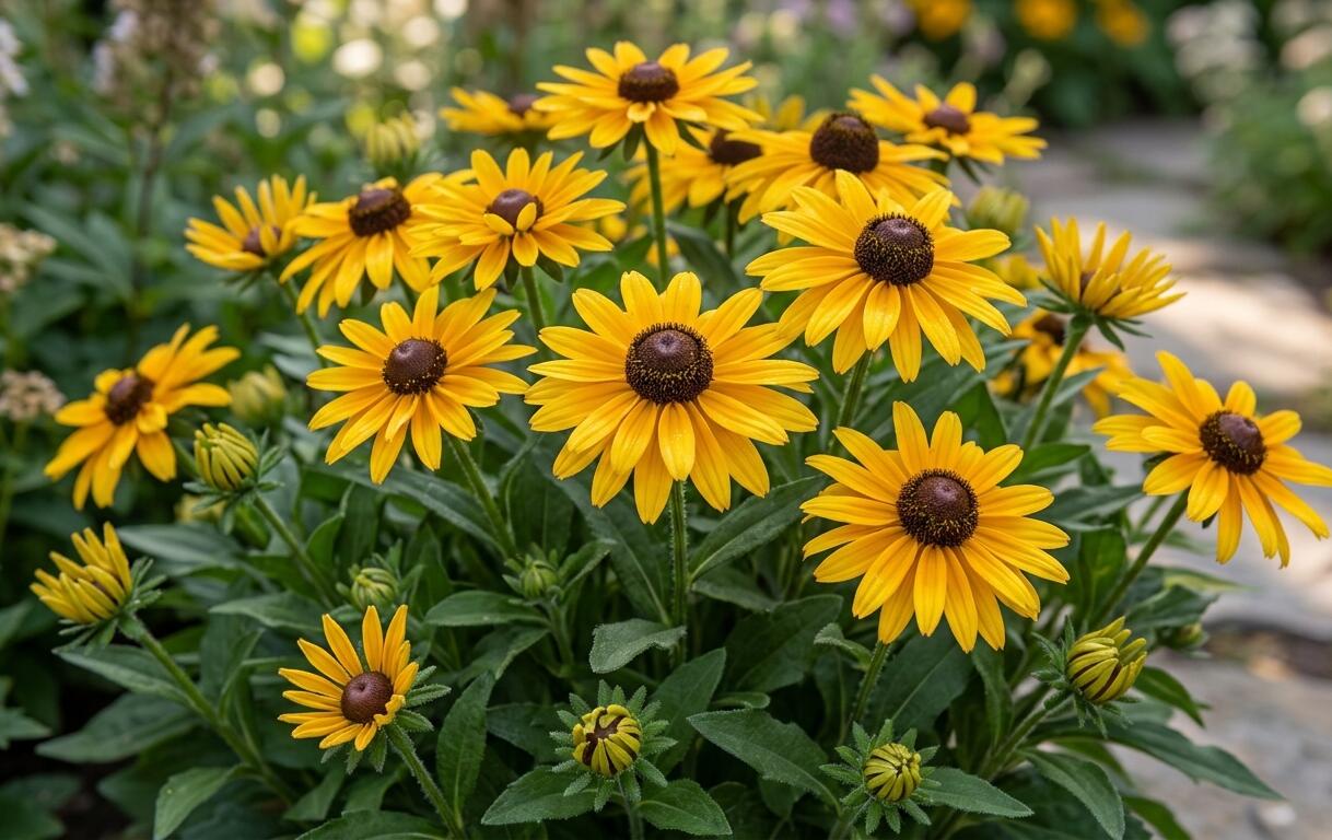 Třapatka zářivá 'Little Summer Pearls Yellow' - Rudbeckia fulgida 'Little Summer Pearls Yellow'